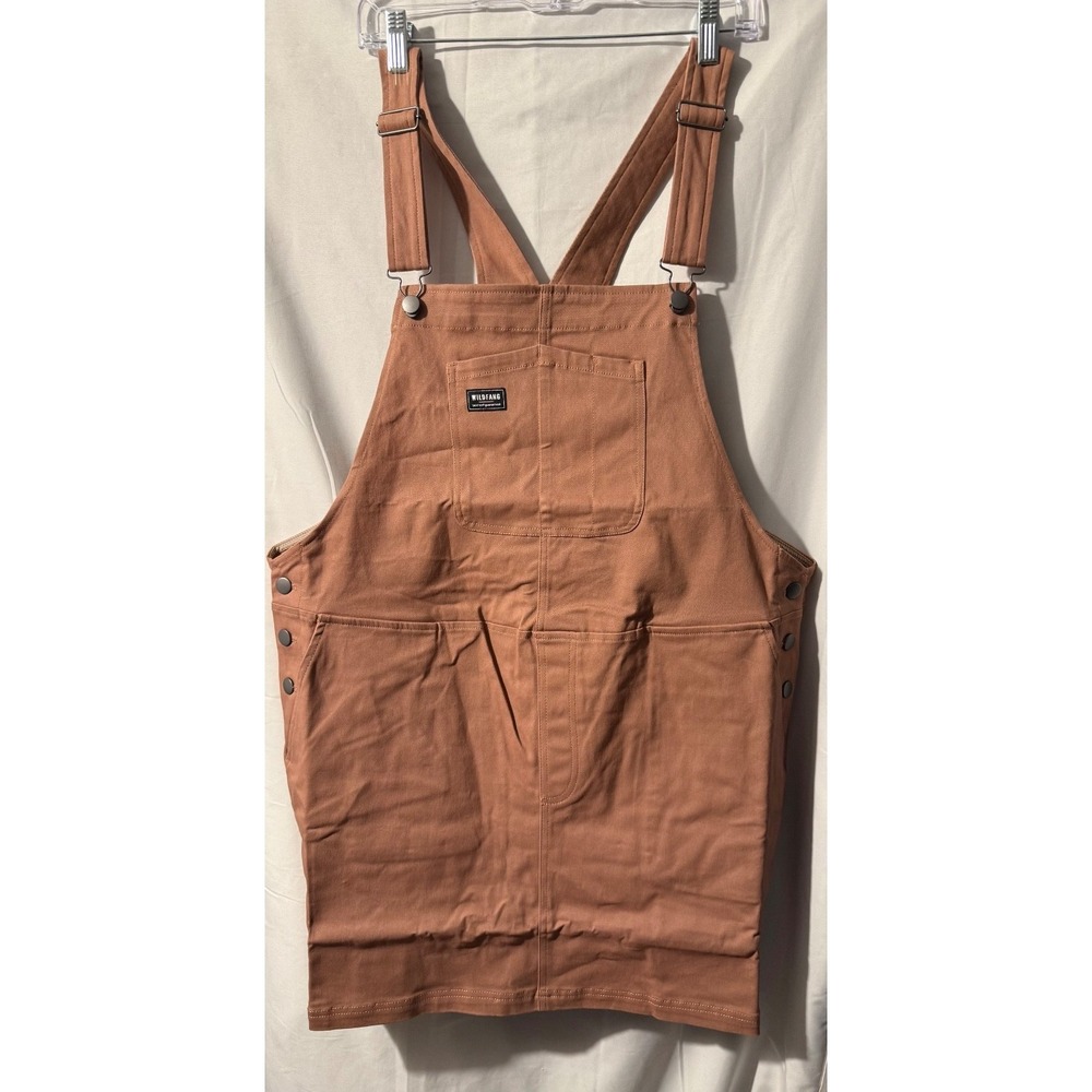 Wildfang The Essential Skirtall Dress 1X NWT Brown Utility Overall Mini Dress